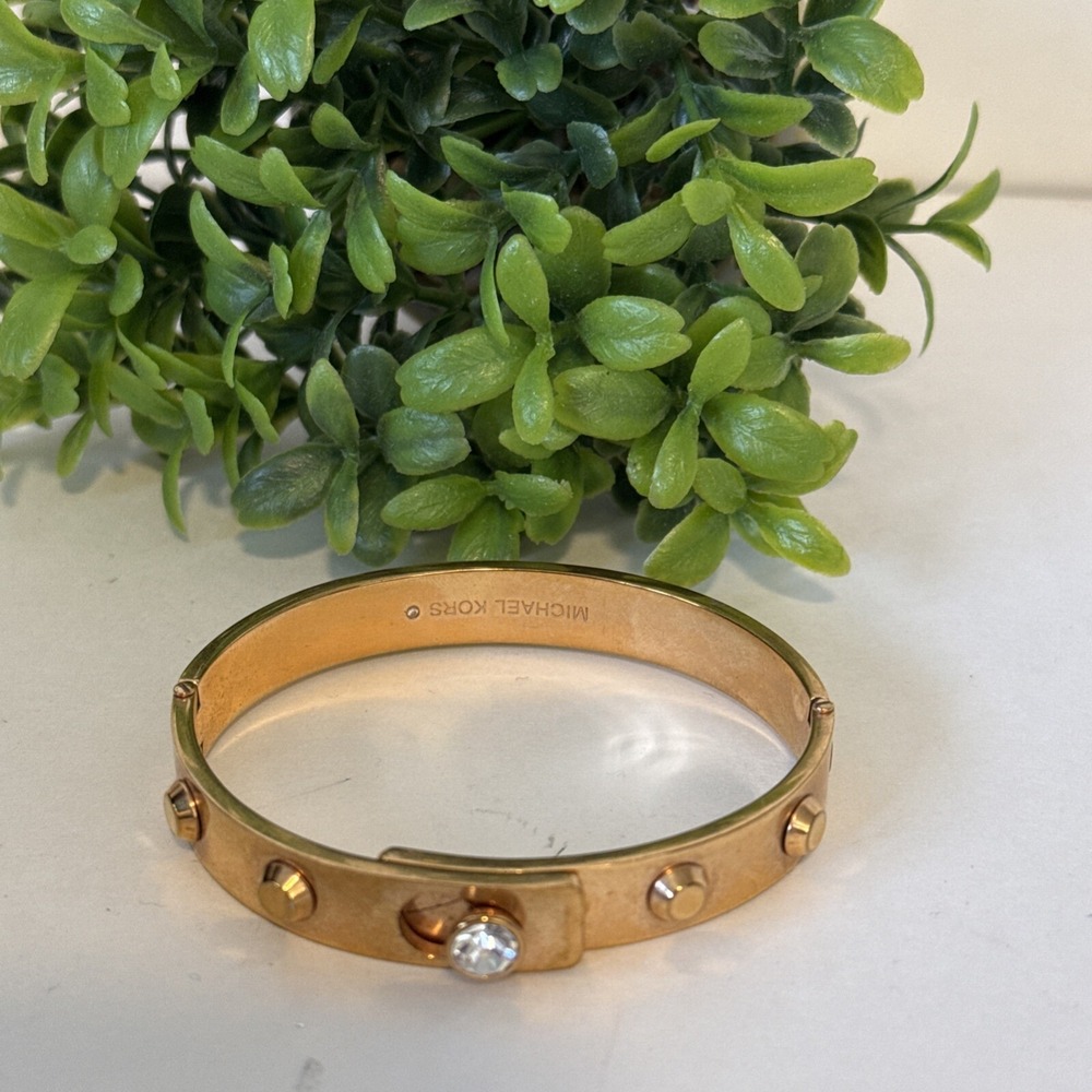 Authentic Michael Kors  Gold Studded Bracelet Diamond Like Stone